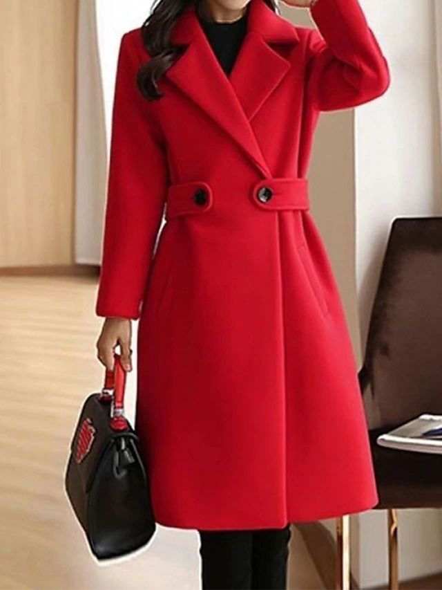 Women’s Formal Long Sleeve Belted Winter Coat