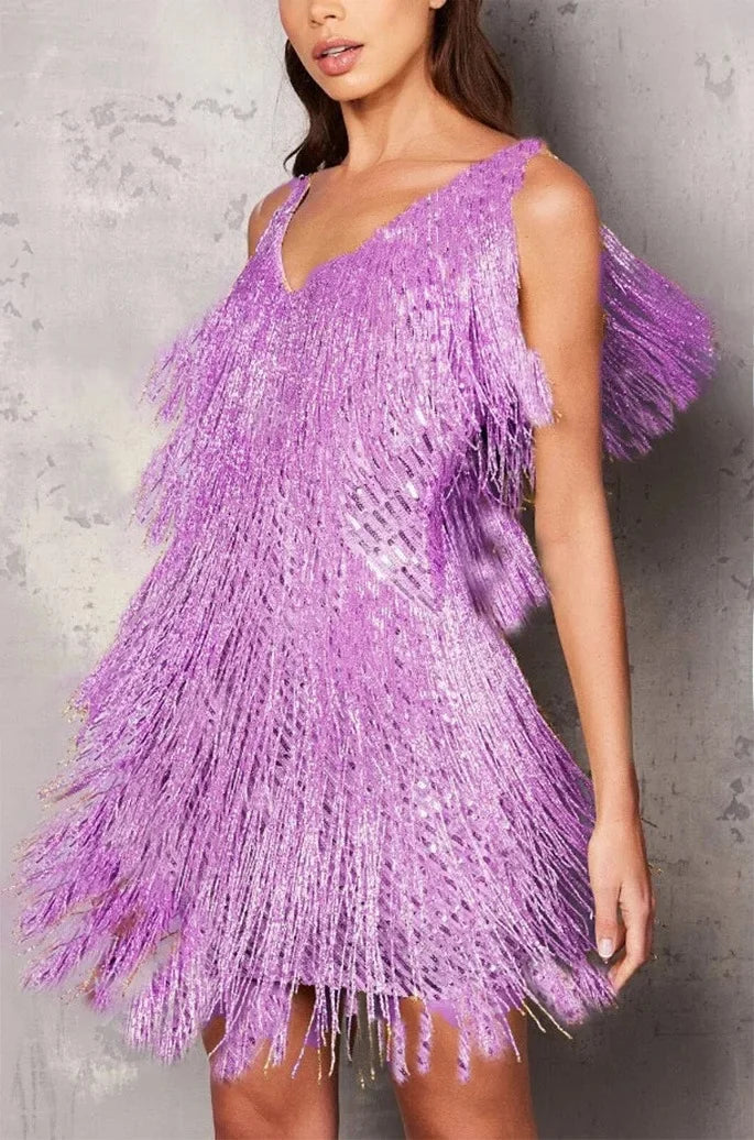 Kimberly | Women’s Cocktail Dress with Fringe Feathers 0