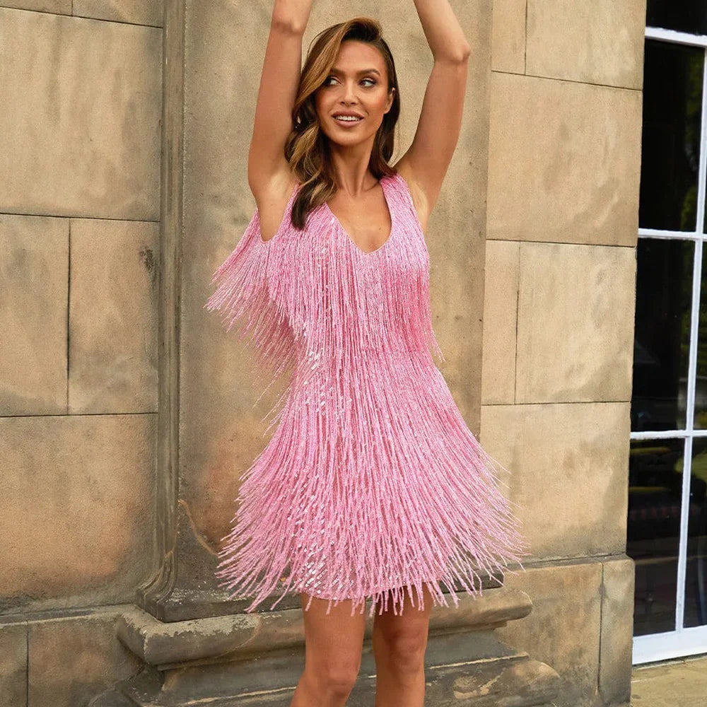 Kimberly | Women’s Cocktail Dress with Fringe Feathers 6