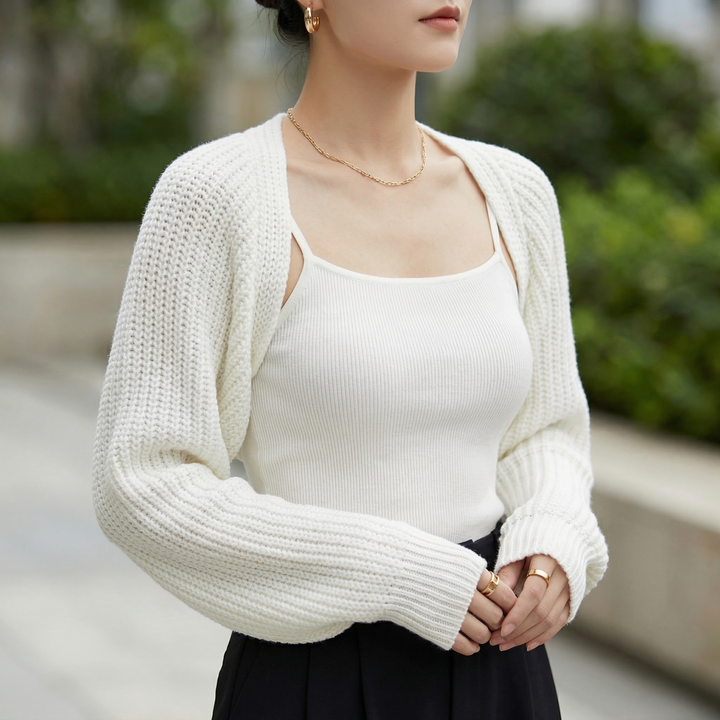 Unisex Lightweight Ribbed Knit Shrug Versatile Layering Piece 0