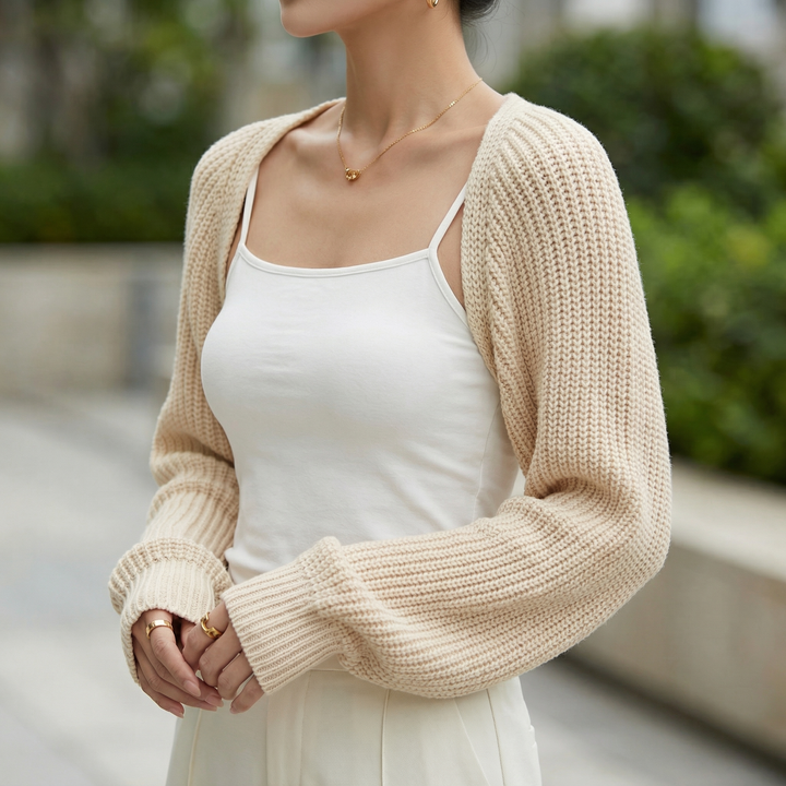 Unisex Lightweight Ribbed Knit Shrug Versatile Layering Piece 2