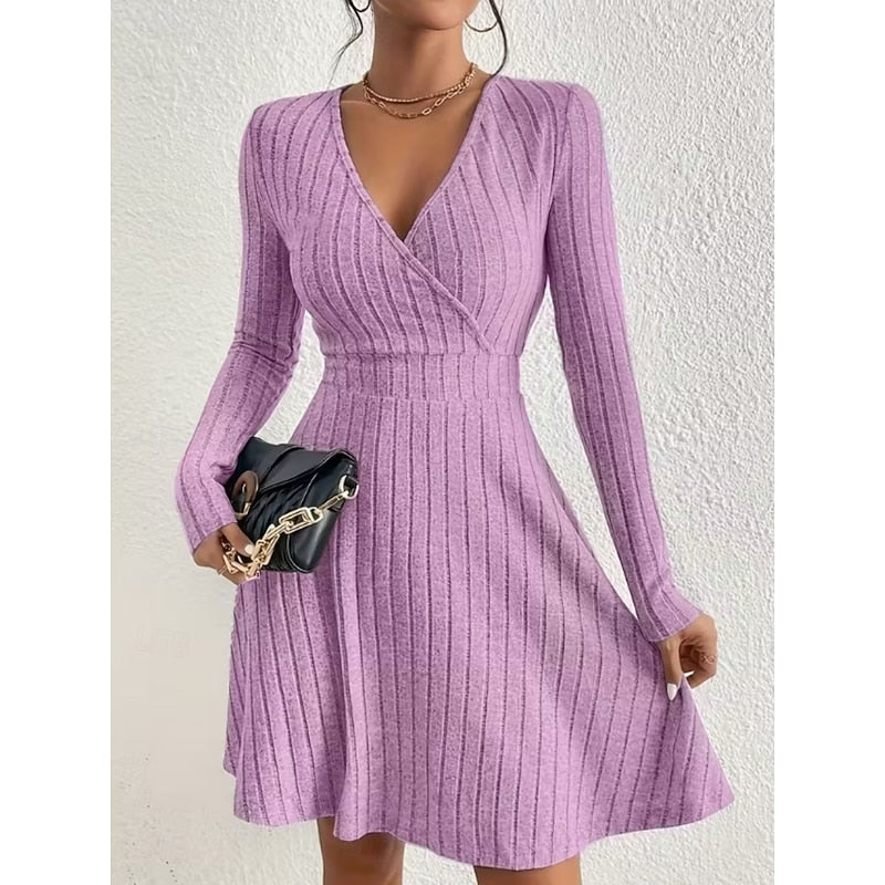 Women’s A-Line Dress Wrap Neck Elegant Silhouette 0