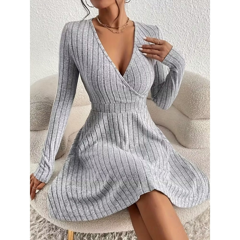 Women’s A-Line Dress Wrap Neck Elegant Silhouette 8