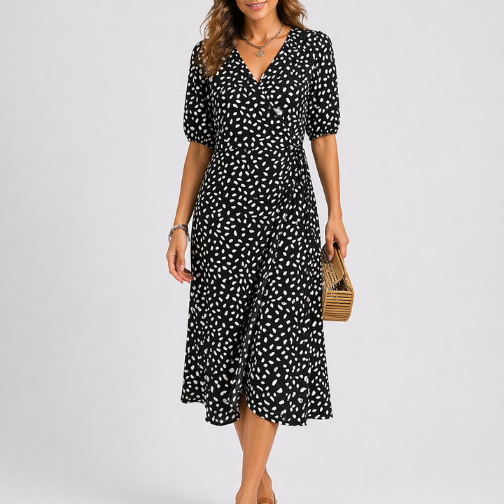 Women’s Abstract Print Midi Dress Lightweight Summer Style 1