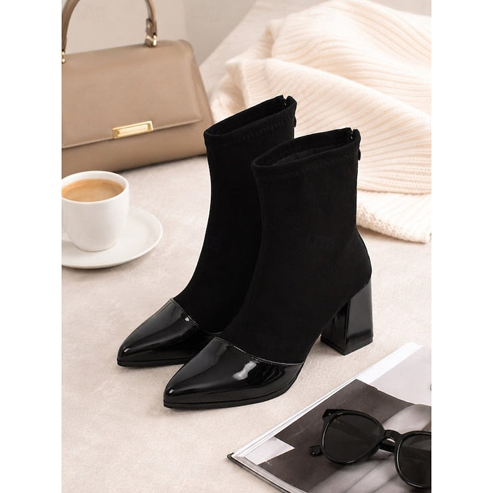 Women’s Ankle Boots Cap-Toe Chunky Heel Design 3