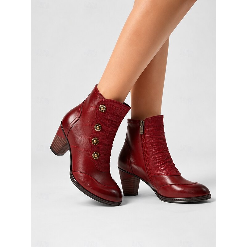 Women’s Ankle Boots Comfortable Block Heel Elegant Design 1