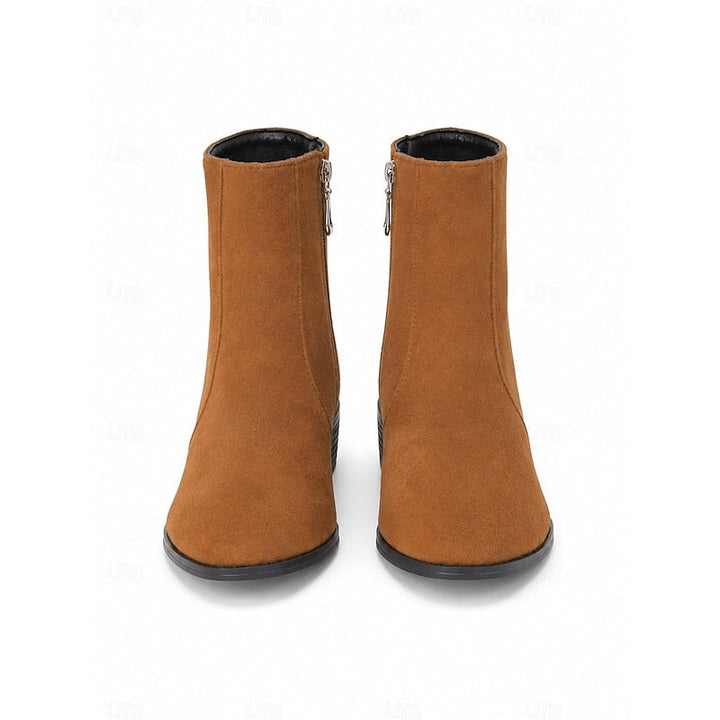 Women’s Ankle Boots Side-Zip Block Heel Design 4