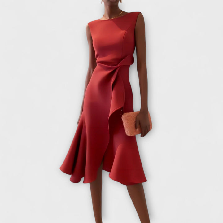 Women’s Asymmetric Midi Dress Elegant Draped Summer Style 0
