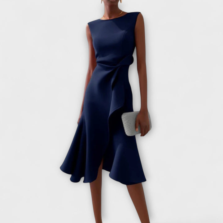Women’s Asymmetric Midi Dress Elegant Draped Summer Style 1