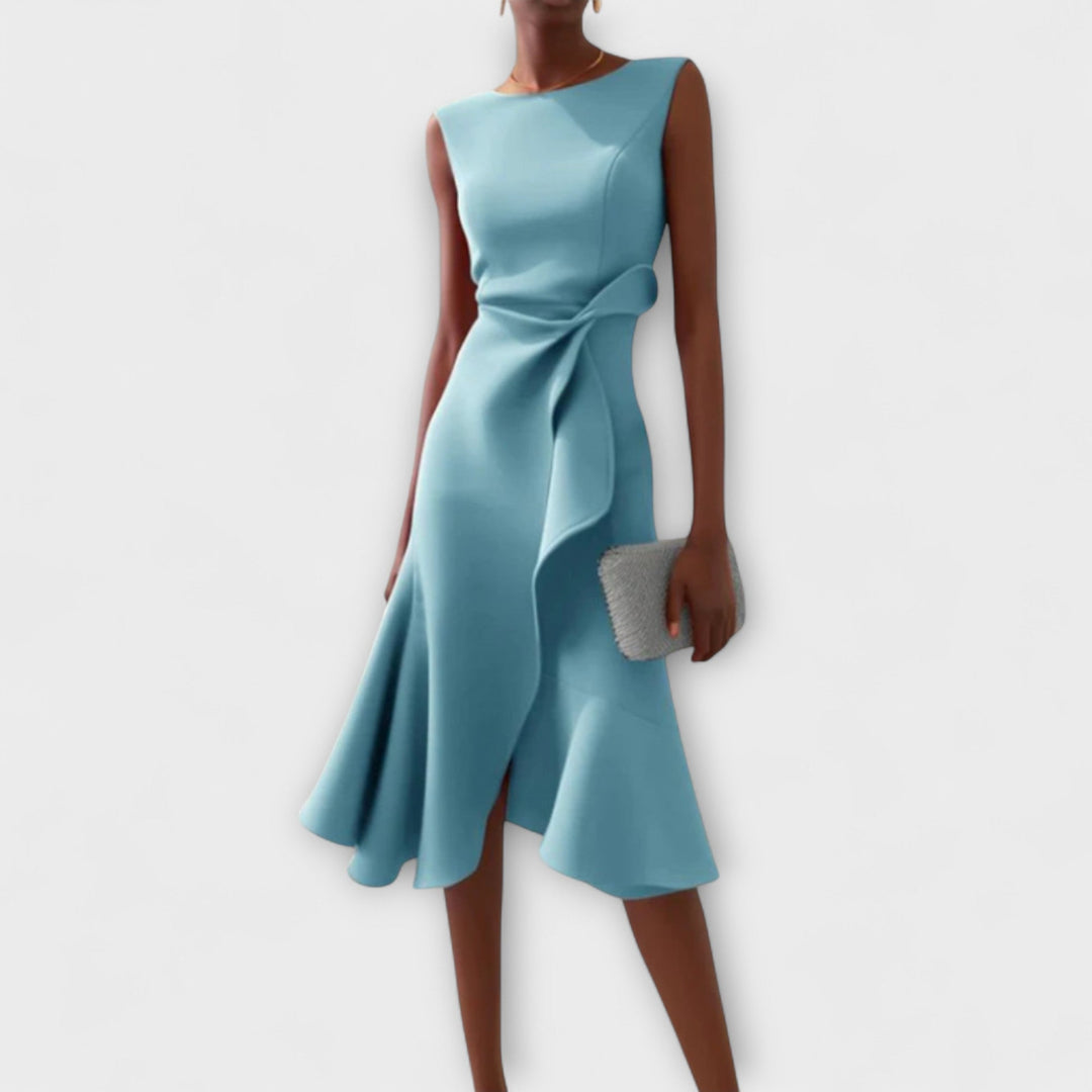 Women’s Asymmetric Midi Dress Elegant Draped Summer Style 3
