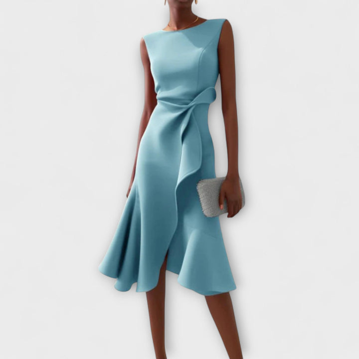 Women’s Asymmetric Midi Dress Elegant Draped Summer Style 3