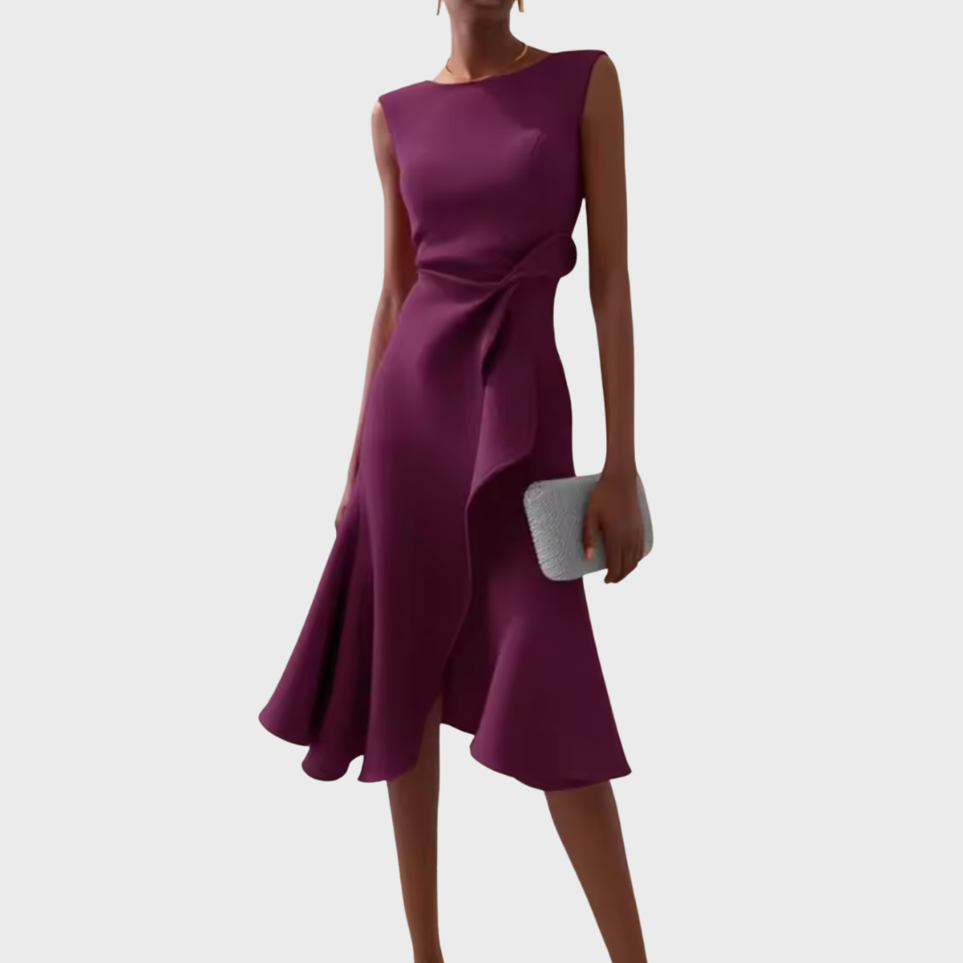 Women’s Asymmetric Midi Dress Elegant Draped Summer Style 6