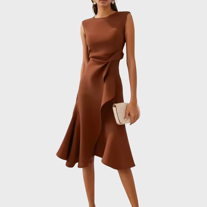 Women’s Asymmetric Midi Dress Elegant Draped Summer Style 8