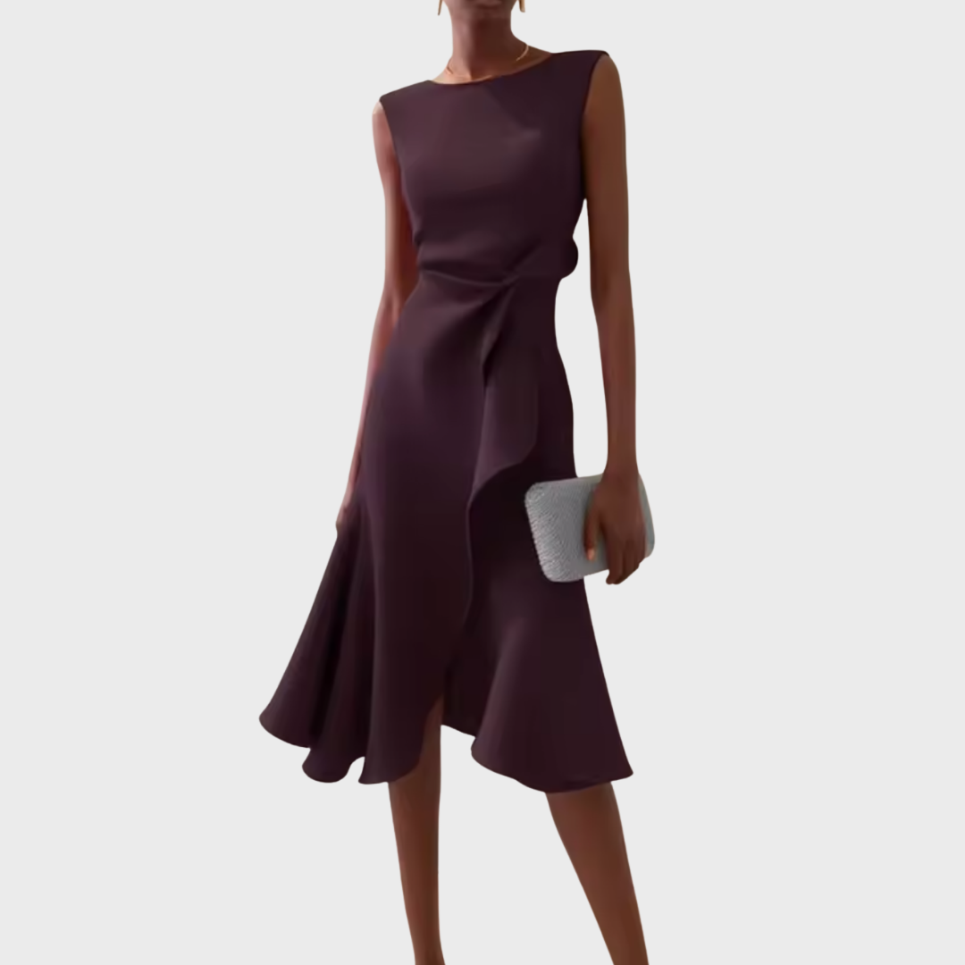 Women’s Asymmetric Midi Dress Elegant Draped Summer Style 9