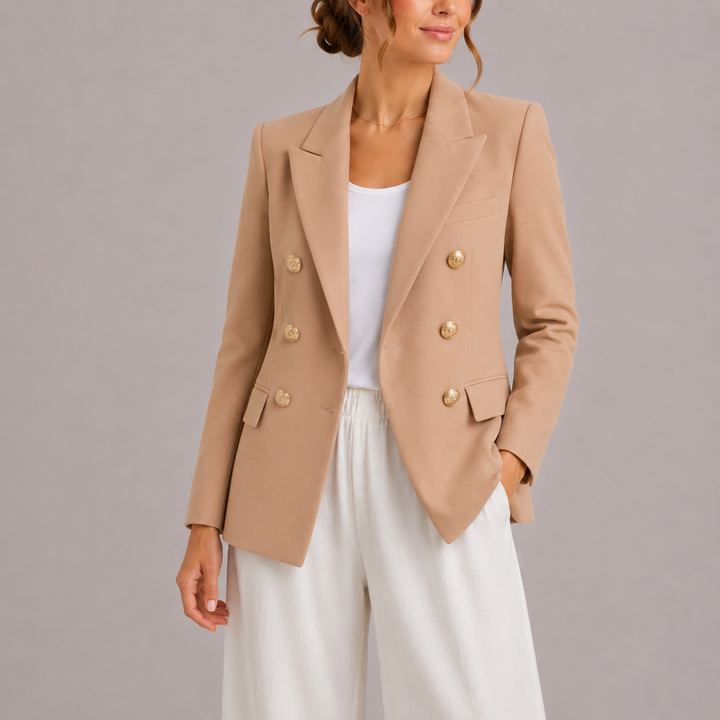 Women’s Black Double-Breasted Blazer Tailored Fit with Gold Buttons 2