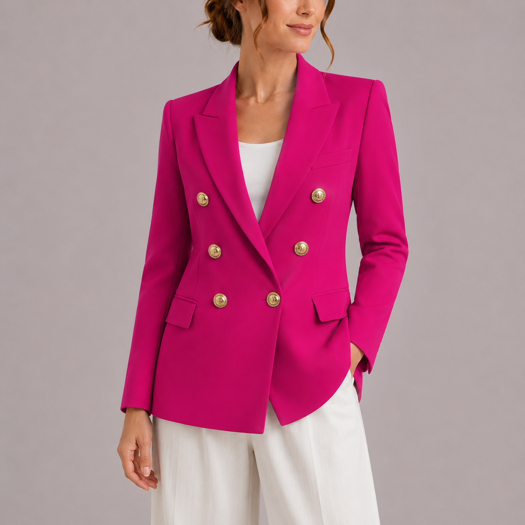 Women’s Black Double-Breasted Blazer Tailored Fit with Gold Buttons 3