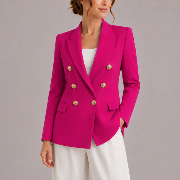 Women’s Black Double-Breasted Blazer Tailored Fit with Gold Buttons 3