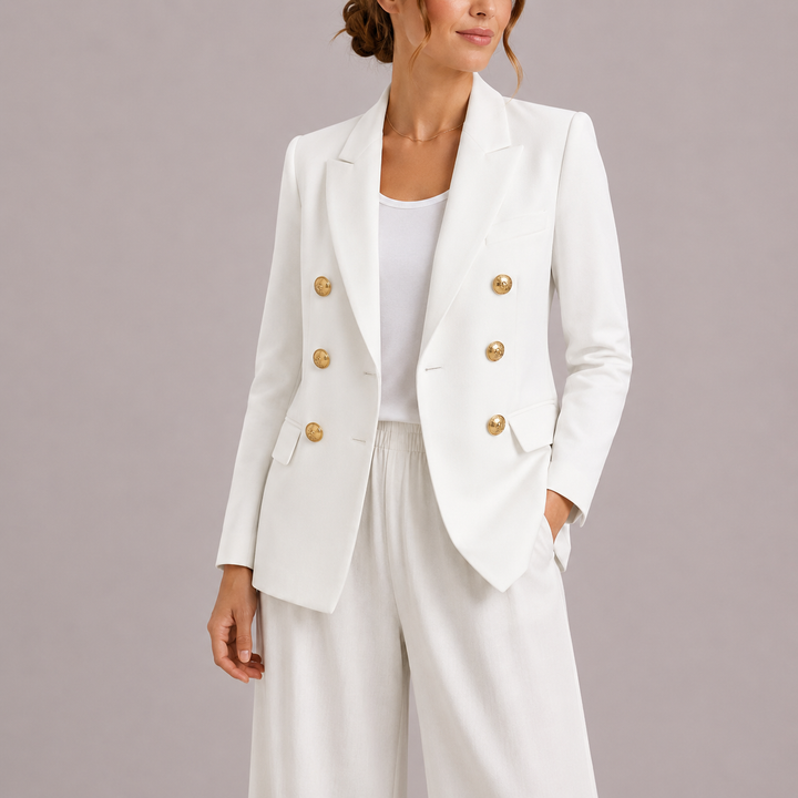 Women’s Black Double-Breasted Blazer Tailored Fit with Gold Buttons 4