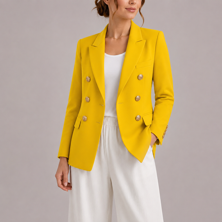 Women’s Black Double-Breasted Blazer Tailored Fit with Gold Buttons 5