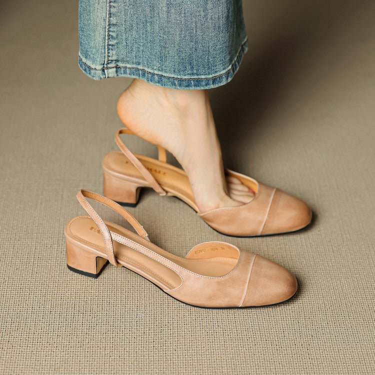 Women’s Black Heels Elegant Slingback Block Pumps 1