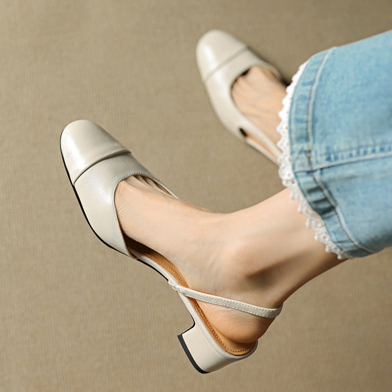 Women’s Black Heels Elegant Slingback Block Pumps 6