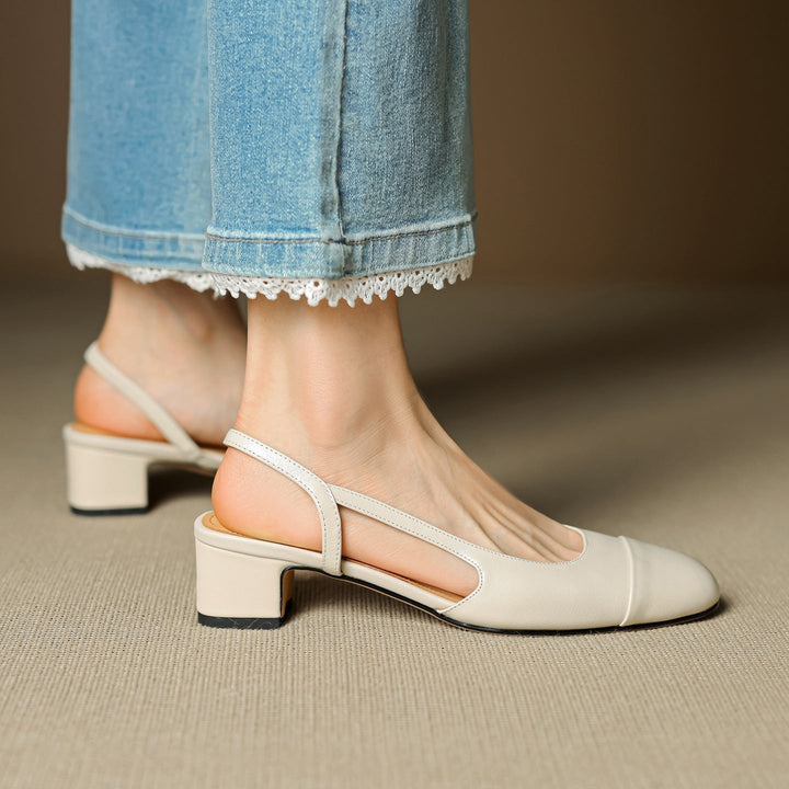 Women’s Black Heels Elegant Slingback Block Pumps 8