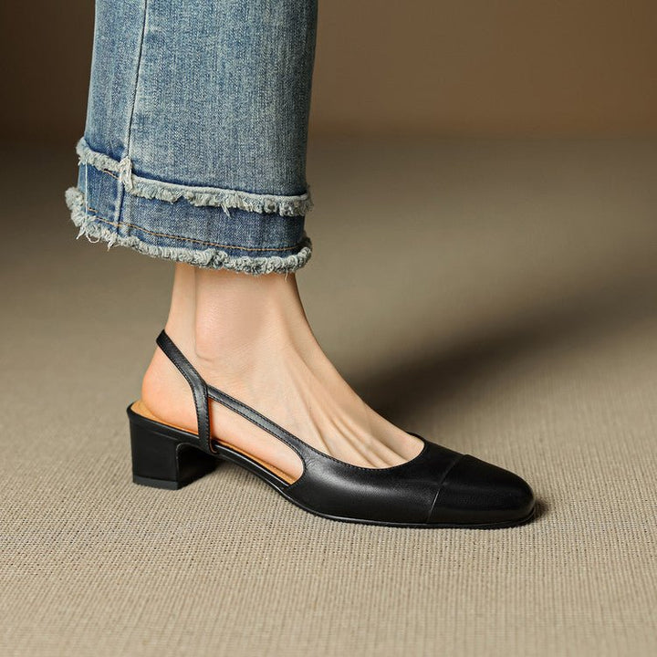 Women’s Black Heels Elegant Slingback Block Pumps 9