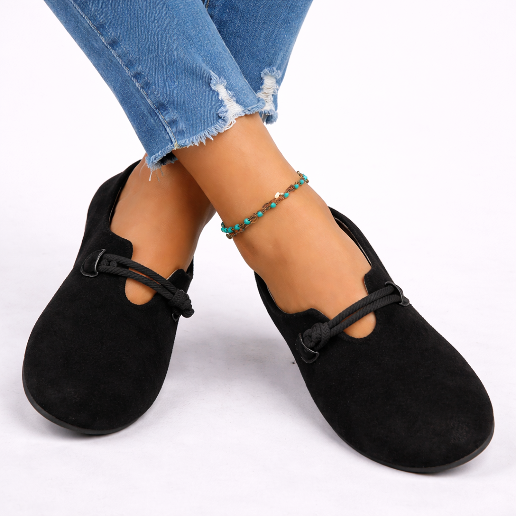 Women’s Black Loafers Slip-On Style with Soft Supportive Sole 1
