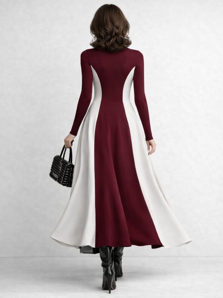 Women’s Black Maxi Dress Sculpted Turtleneck Design 6