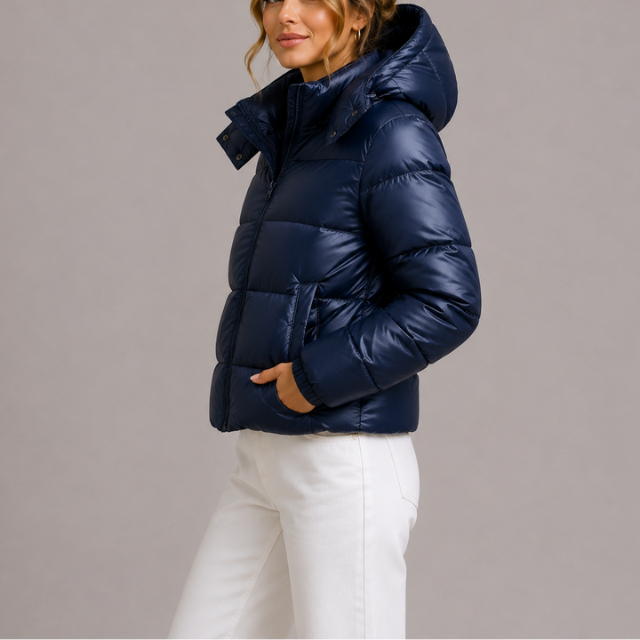 Women’s Black Quilted Puffer Jacket Lightweight Insulated Style 0