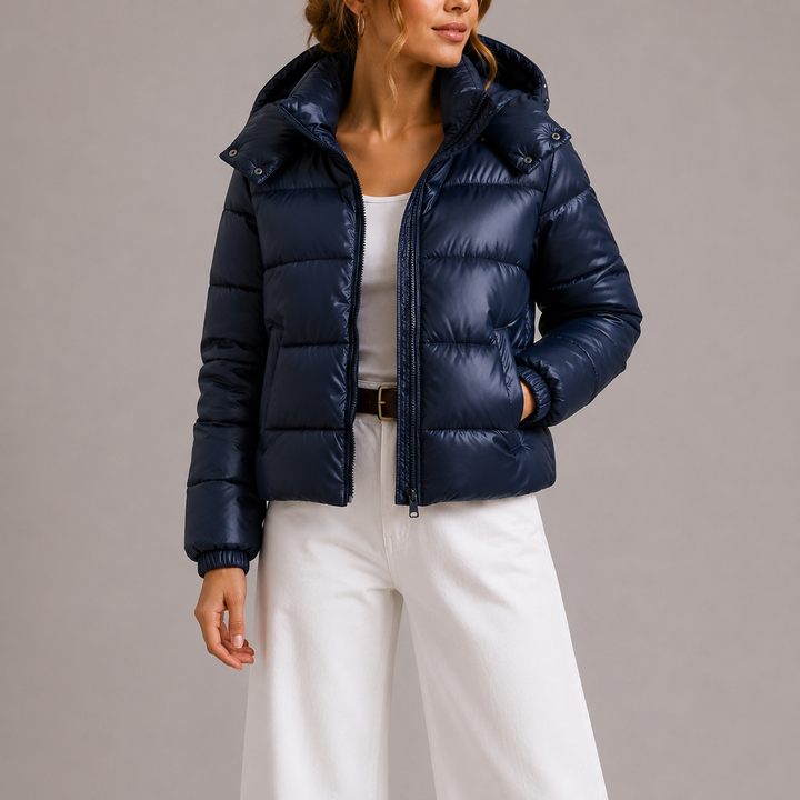 Women’s Black Quilted Puffer Jacket Lightweight Insulated Style 1