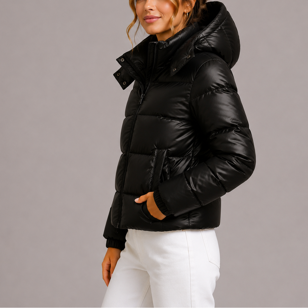 Women’s Black Quilted Puffer Jacket Lightweight Insulated Style 2