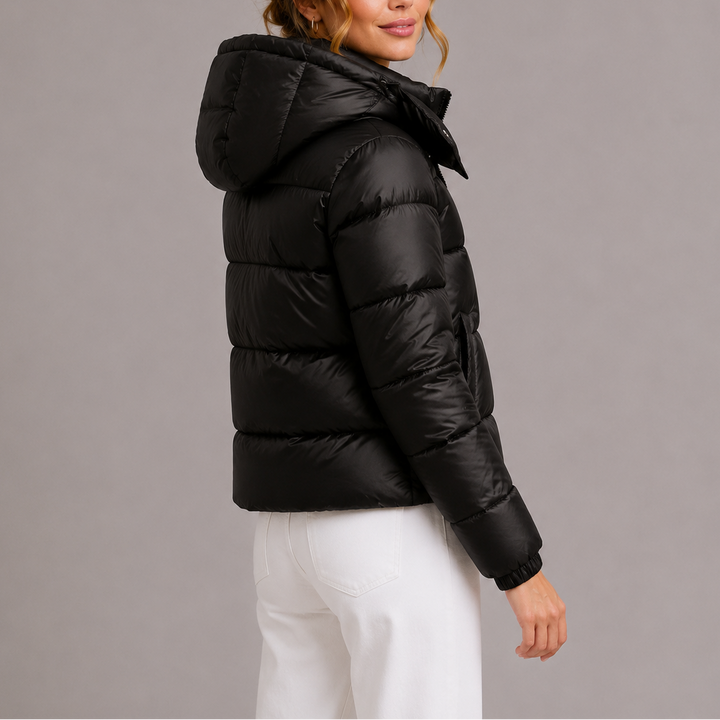 Women’s Black Quilted Puffer Jacket Lightweight Insulated Style 3
