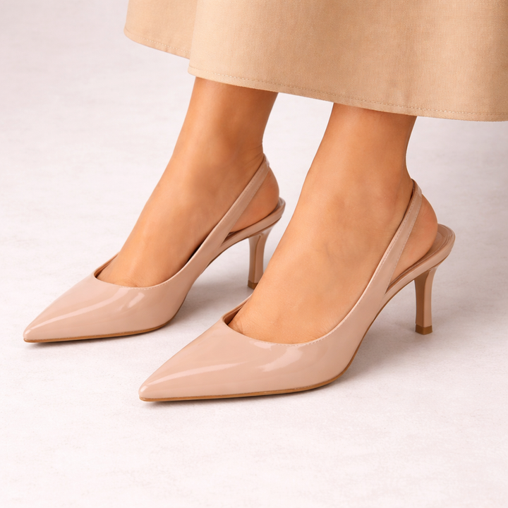 Women’s Black Slingback Heels Pointed Toe Elegant Design 5