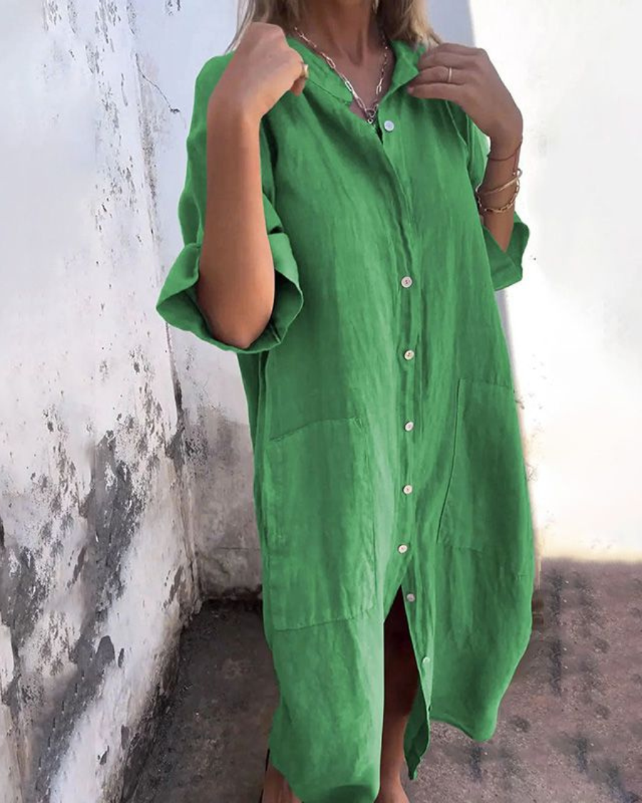 Women’s Boho Shirt Dress Relaxed Fit with Adjustable Waist 3