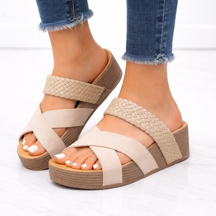 Women’s Braided Cross Strap Sandals Lightweight Wedge Design 2