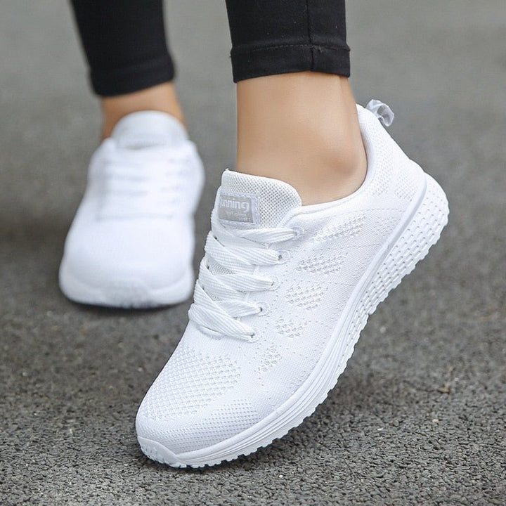 Women’s Breathable Wide-Fit Walking Shoes Lightweight Lace-Up Trainers 0