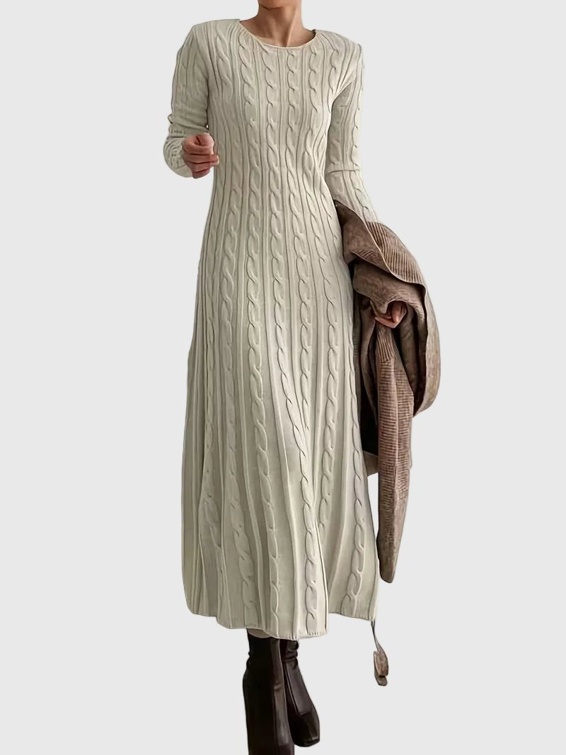 Women’s Cable-Knit Maxi Dress Long Sleeve Design for Effortless Style 0