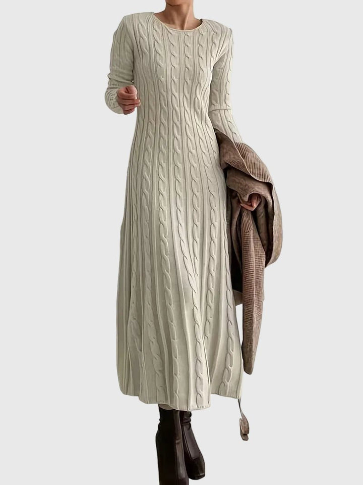 Women’s Cable-Knit Maxi Dress Long Sleeve Design for Effortless Style 0