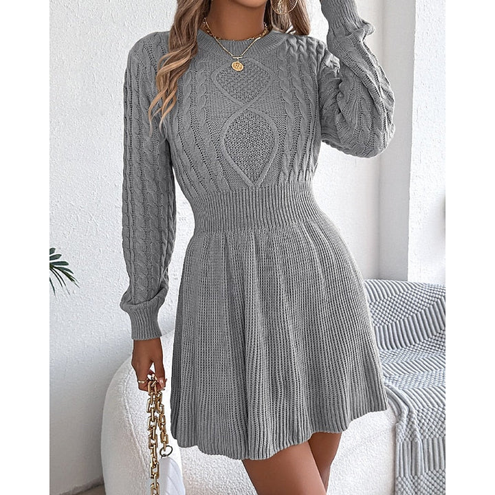 Women’s Cable-Knit Sweater Dress Flattering Waist Design 4