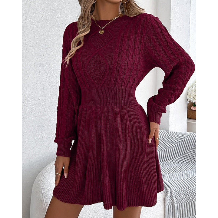 Women’s Cable-Knit Sweater Dress Flattering Waist Design 6