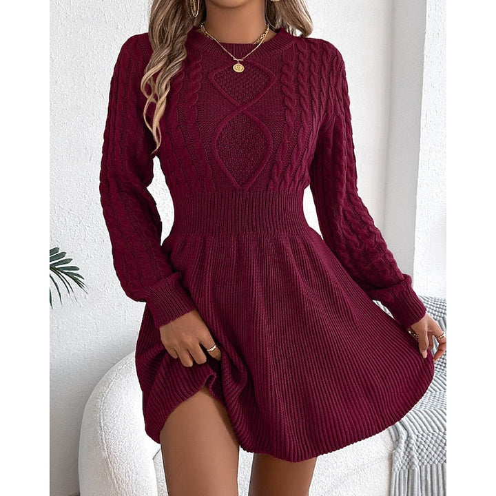 Women’s Cable-Knit Sweater Dress Flattering Waist Design 7
