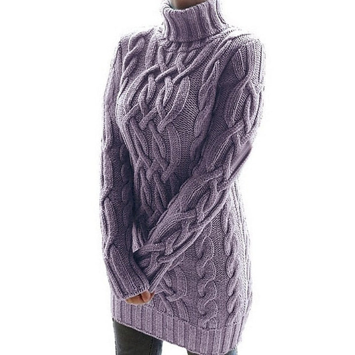 Women’s Cable Knit Turtleneck Sweater Dress Cozy Fit 1