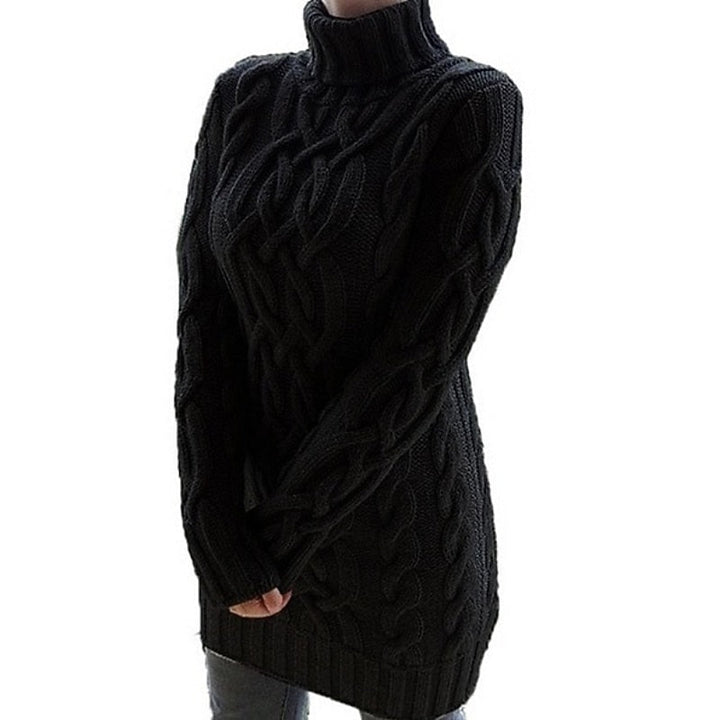 Women’s Cable Knit Turtleneck Sweater Dress Cozy Fit 3