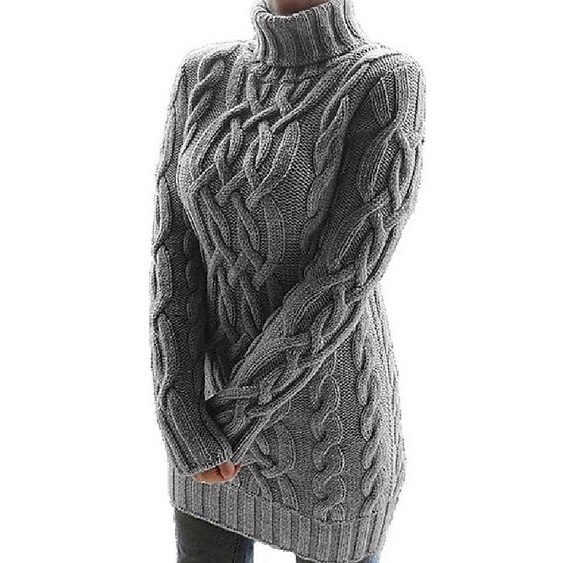 Women’s Cable Knit Turtleneck Sweater Dress Cozy Fit 5