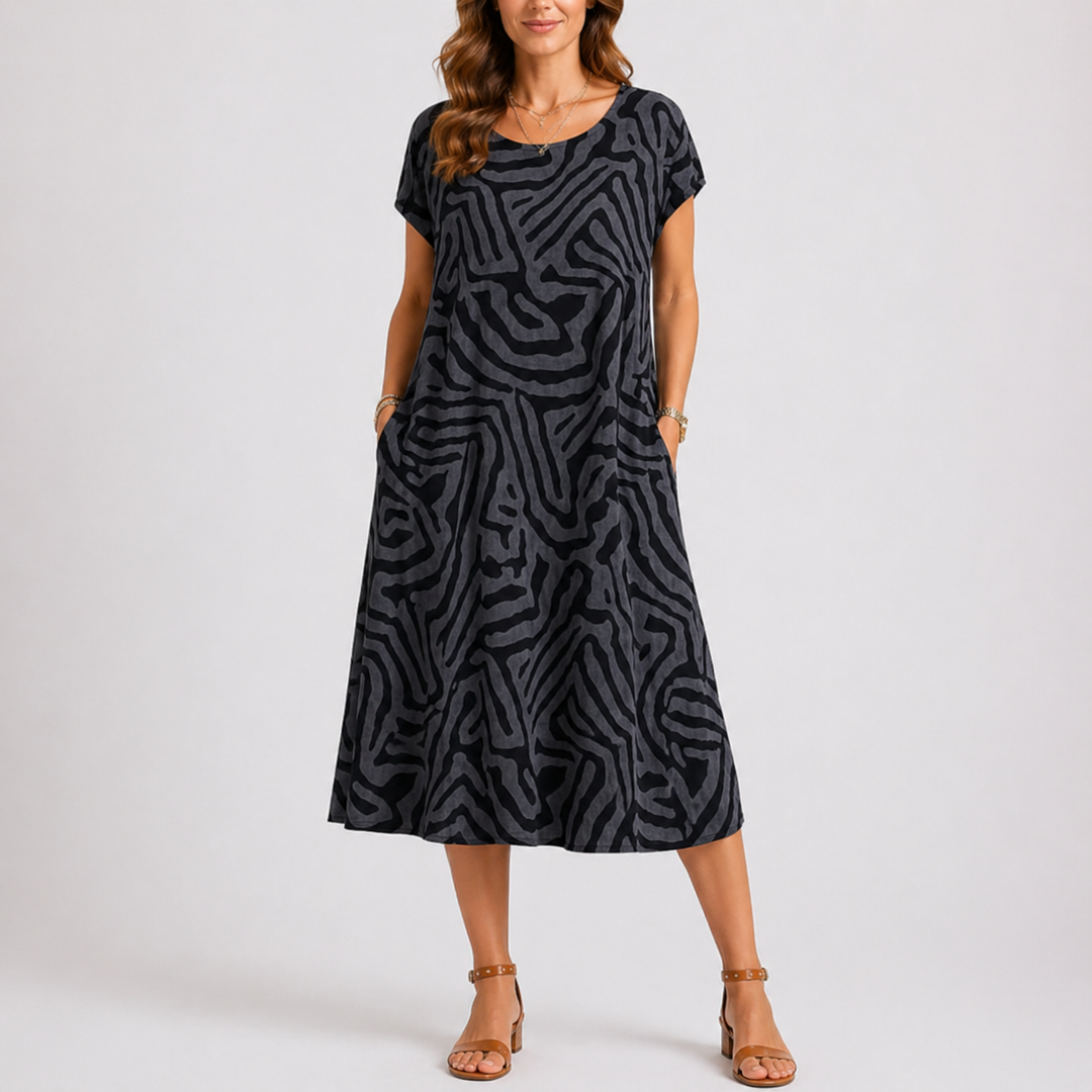 Women’s Casual Midi Dress Lightweight Round Neck Summer Style 2