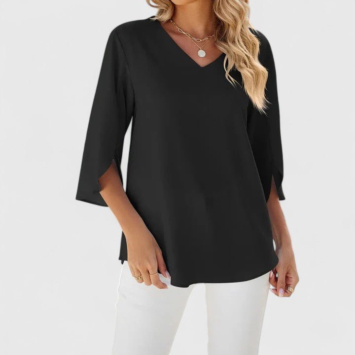 Women's Chiffon Blouse Ruffle V-Neck Half-Sleeve Style 6