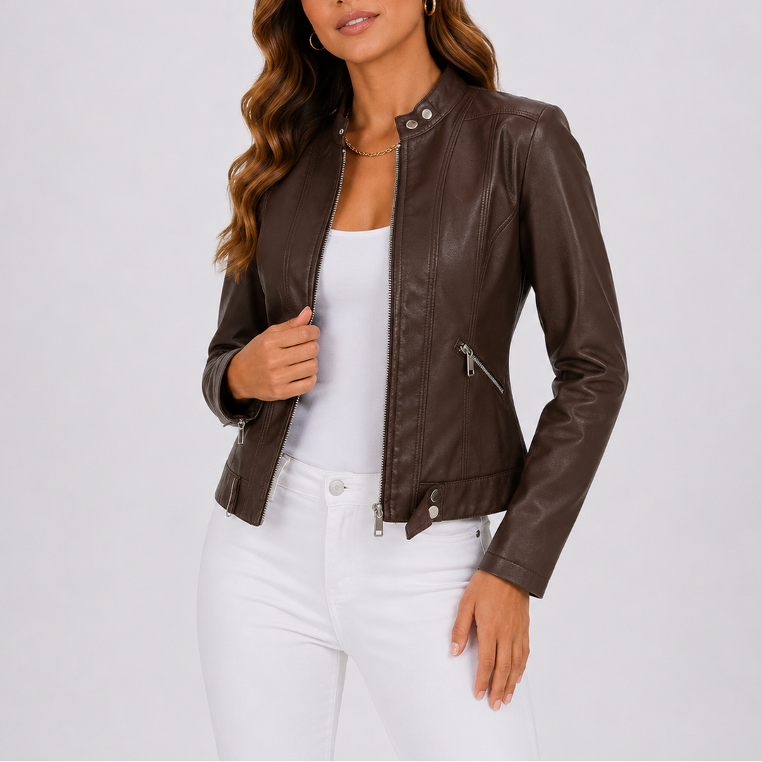 Women’s Classic Leather Jacket Timeless Elegant Design 0