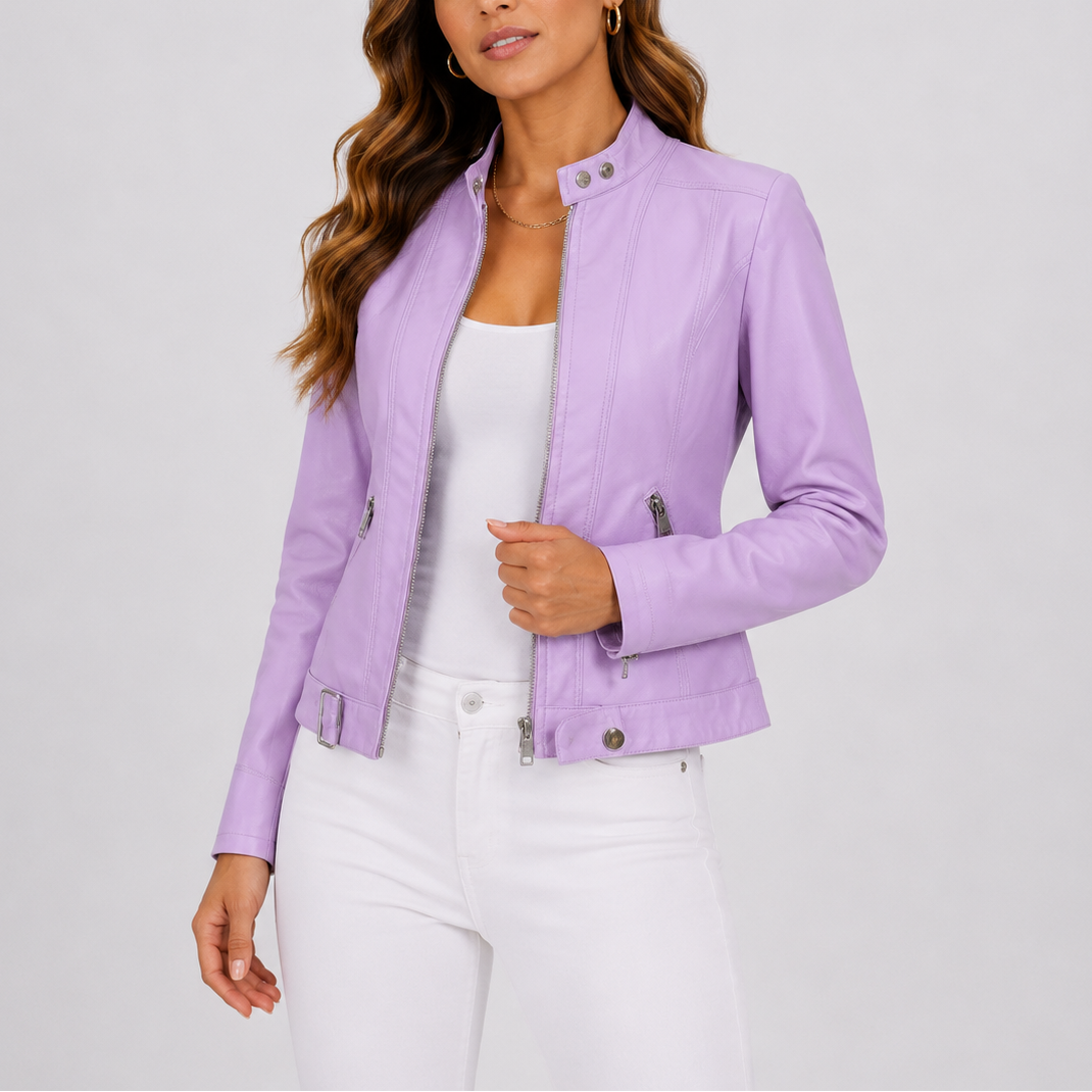 Women’s Classic Leather Jacket Timeless Elegant Design 1