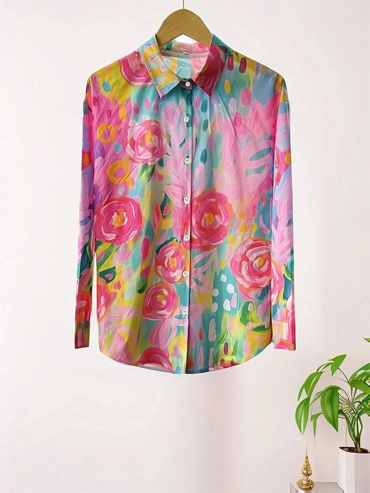 Women’s Colorful Floral Blouse Button Front Design for Summer 6